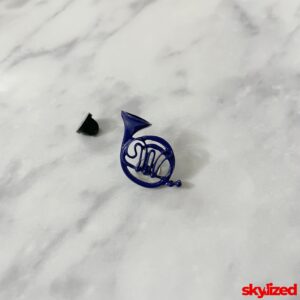 Blue French Horn Lapel Pin