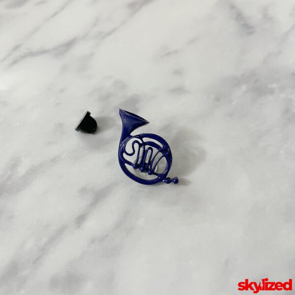 Blue French Horn Lapel Pin