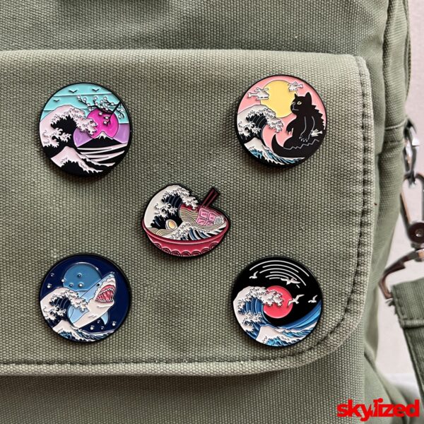 The Great Wave off Kanagawa Styled Lapel Pins